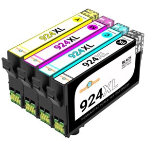 Houseoftoners Remanufactured for Epson 924XL Ink Cartridge High Yield Replacement for Epson 924XL Workforce Pro WF-C4310 WF-C4810 (BCMY, 4-Pack)