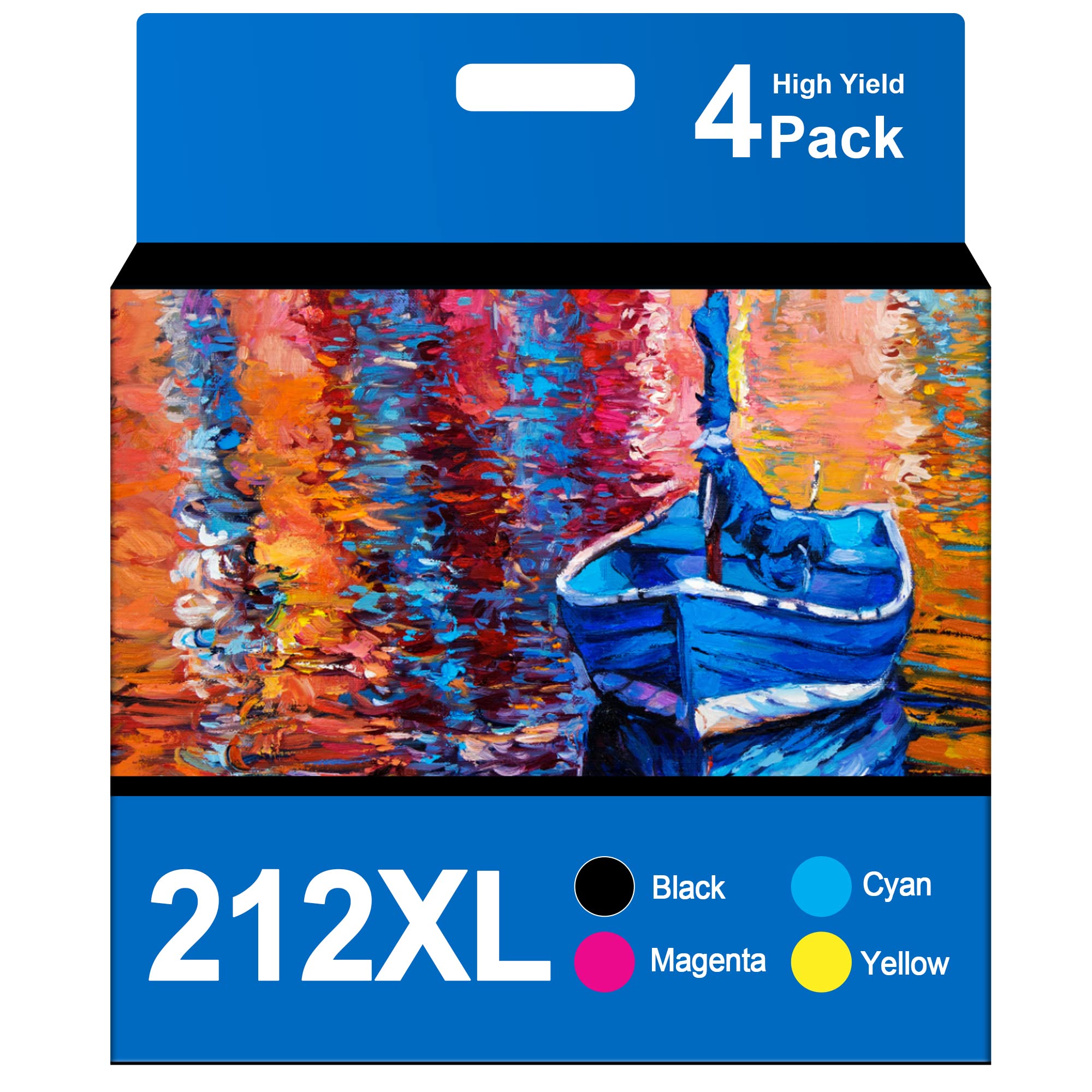 212XL Ink Cartridges Remanufactured Replacement for Epson 212XL 212 XL Ink Cartridge T212XL to use with XP-4105 XP-4100 WF-2850 WF-2830 Printer (1Black, 1 Cyan, 1 Magenta, 1 Yellow, 4 Pack)