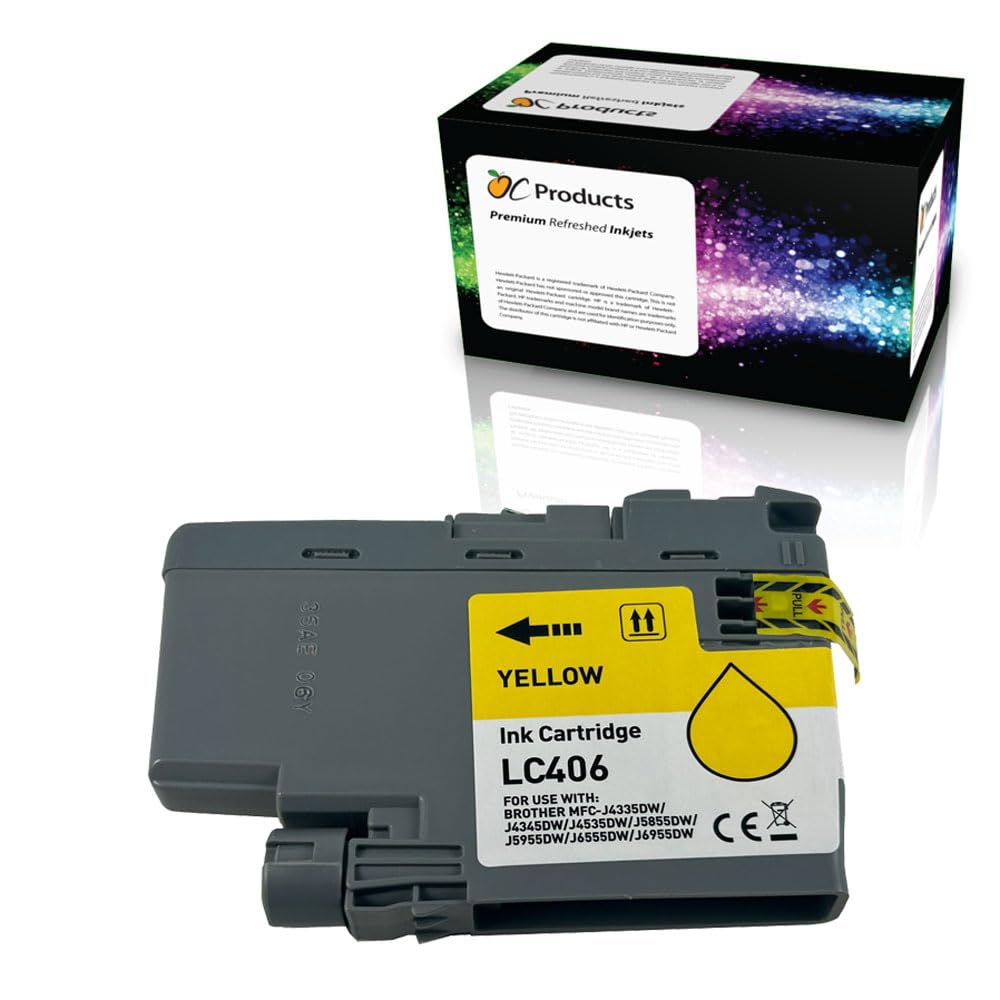 OCProducts Compatible Ink Cartridge Replacement for Brother LC406 Yellow for MFC-J4335DW MFC-J4345DW MFC-J4535DW MFC-J5855DW MFC-J5955DW MFC-J6555DW MFC-J6955DW