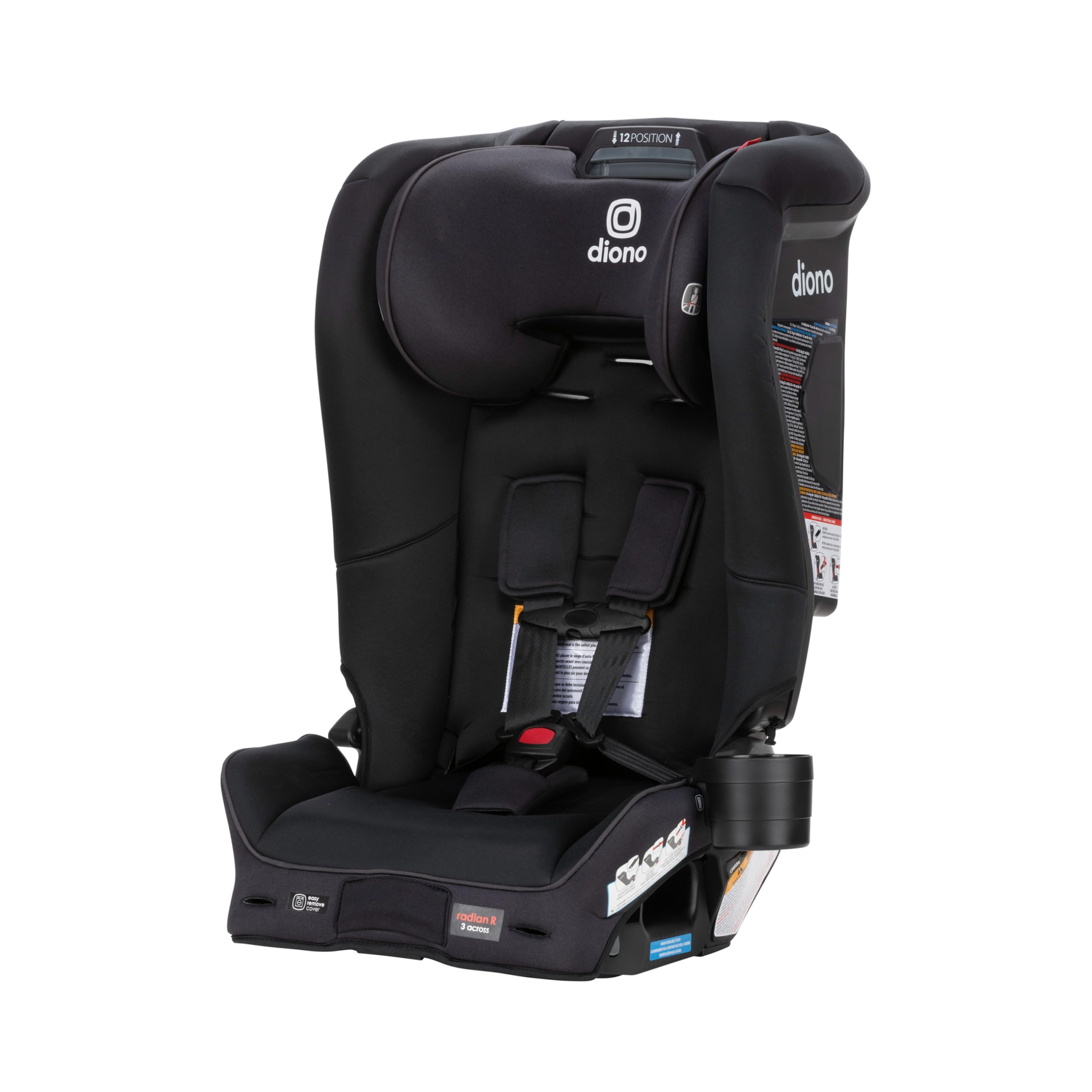 Diono Radian 3R SafePlus, All-in-One Convertible Car Seat, Rear and Forward Facing, SafePlus Engineering, 10 Years 1 Car Seat, Slim Fit 3 Across, Black Jet