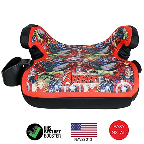 KidsEmbrace Marvel Avengers Group Backless Booster Car Seat with Seatbelt Positioning Clip, Red, Blue, Yellow, and Green