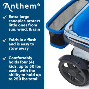 Gladly Family Anthem4 Quad All-Terrain Wagon Stroller with Easy Push and Pull, Removable XL Canopies, and Sturdy, Safe Folding for Storage and Transport, Sand & Sea