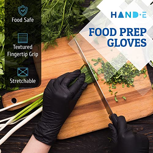 Hand-E Touch Black Nitrile Disposable Gloves Small, 100 Count - BBQ, Tattoo, Hair Dye, Cooking, Mechanic Gloves - Powder and Latex Free Gloves