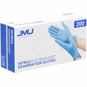 jmu nitrile gloves disposable latex free medium, 200 count,3.5mil,blue