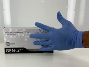 gen-x nitrile examination glove powder free, finger textured, medium, 100 gloves per box