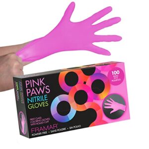 framar pink gloves disposable latex free – pink nitrile gloves small, disposable gloves small, rubber gloves disposable, esthetician supplies, mechanic gloves disposable, guantes desechables 100 pk