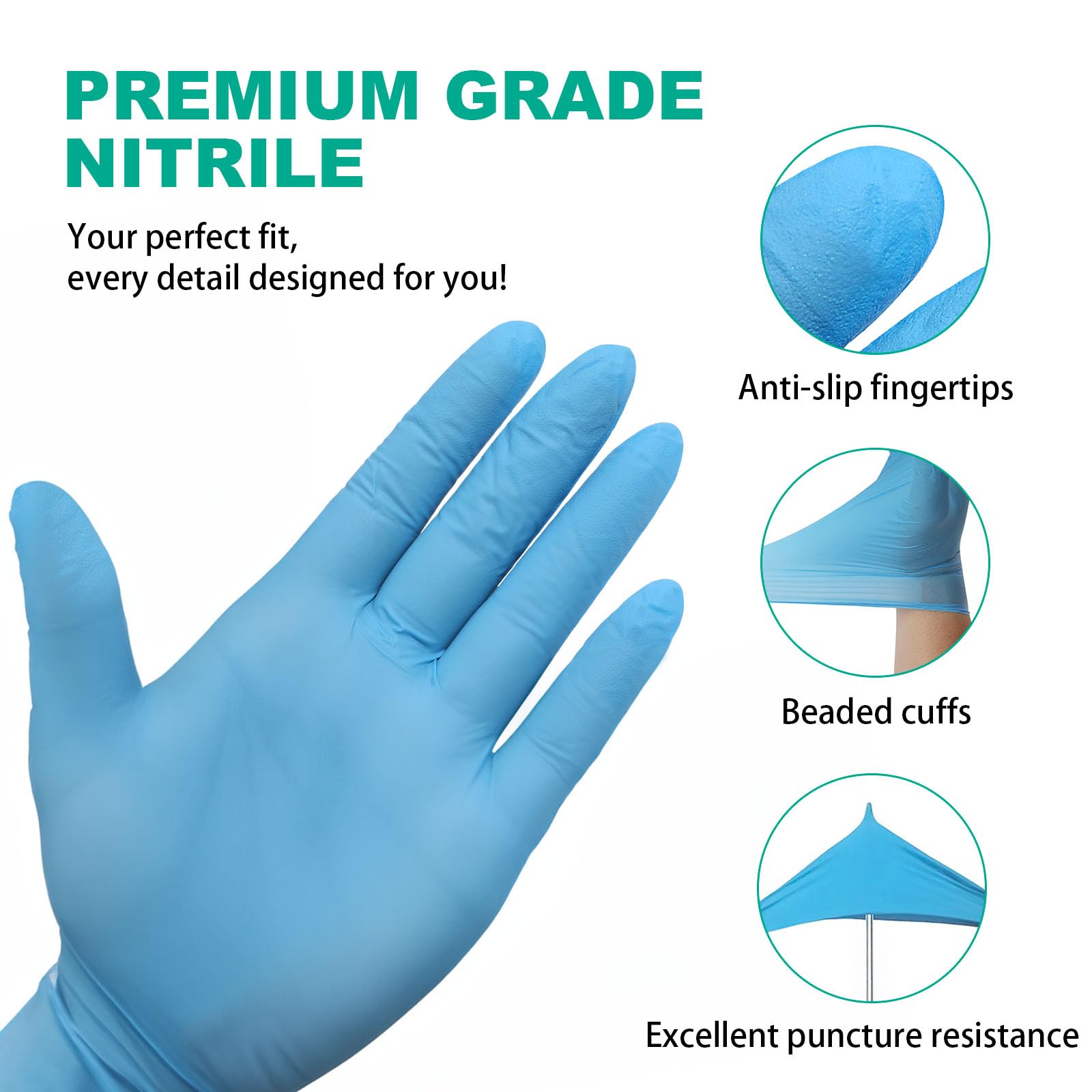 VASTMED 100PCs Dental Grade Examination Leone Nitrile Gloves 4.0G Finger Tips Texture Latex-Free Professional Grade Gloves