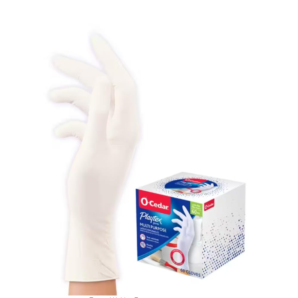 PLAYTEX Multi-Purpose White Latex Gloves, 1-Size Fits Most 60 Count (Pack of 1)