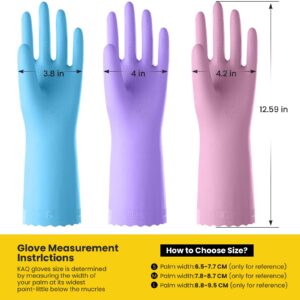 KAQ Rubber Kitchen Dishwashing Gloves: 4 Pairs Reusable Household Cleaning Glove for Washing Dishes with Cotton Liner