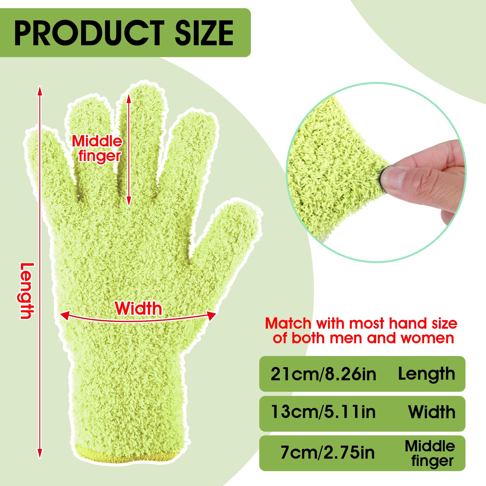 Sibba 2pcs Microfiber Dusting Mitt Gloves Auto Household Cleaning Mittens Cloth Reusable Washable Gloves for Men Women Kitchen House Blinds Plants Mirrors Lamps Car Cleaning (Yellow)