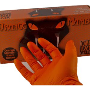 Orange Mamba Super Strong Nitrile 100 Glove Box Textured Grip (Extra Large)