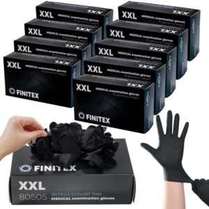FINITEX Black Nitrile Disposable Medical Exam Gloves 5 mil Powder-free ...