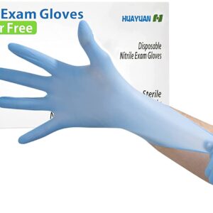 Circlecare Powder-Free Nitrile Disposable Exam Gloves, Industrial Medical Examination, Latex Free Rubber, Non-Sterile, Food Safe, Textured Fingertips, Ultra-Strong, Pack of 100, Blue - Size Medium