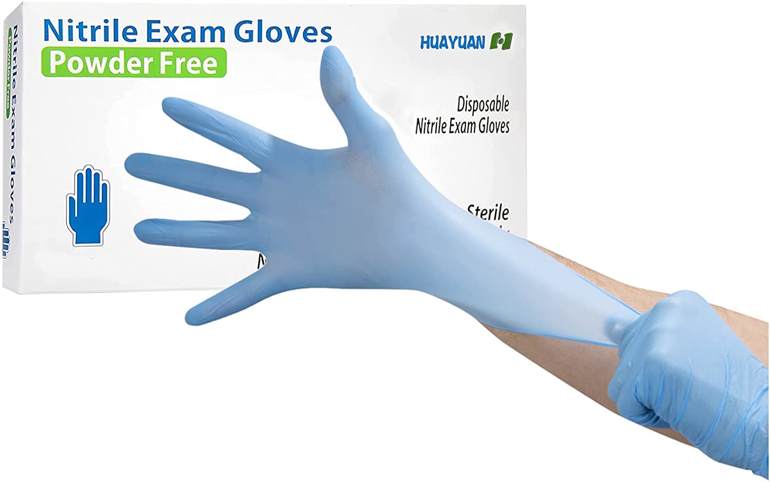 Circlecare Powder-Free Nitrile Disposable Exam Gloves, Industrial Medical Examination, Latex Free Rubber, Non-Sterile, Food Safe, Textured Fingertips, Ultra-Strong, Pack of 100, Blue - Size Medium