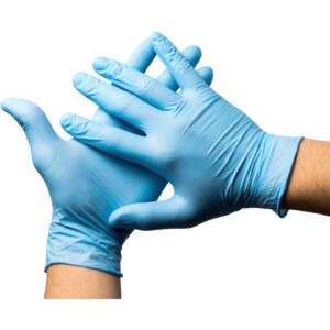 Circlecare Powder-Free Nitrile Disposable Exam Gloves, Industrial Medical Examination, Latex Free Rubber, Non-Sterile, Food Safe, Textured Fingertips, Ultra-Strong, Pack of 100, Blue - Size Medium