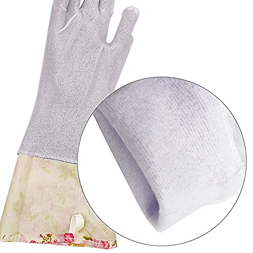 KINGFINGER Dishwashing Cleaning Gloves, 2 Pair Reusable Rubber Gloves PVC Waterproof Long Cuff and Flock Lining Household Cleaning Gloves(Blue + Purple)