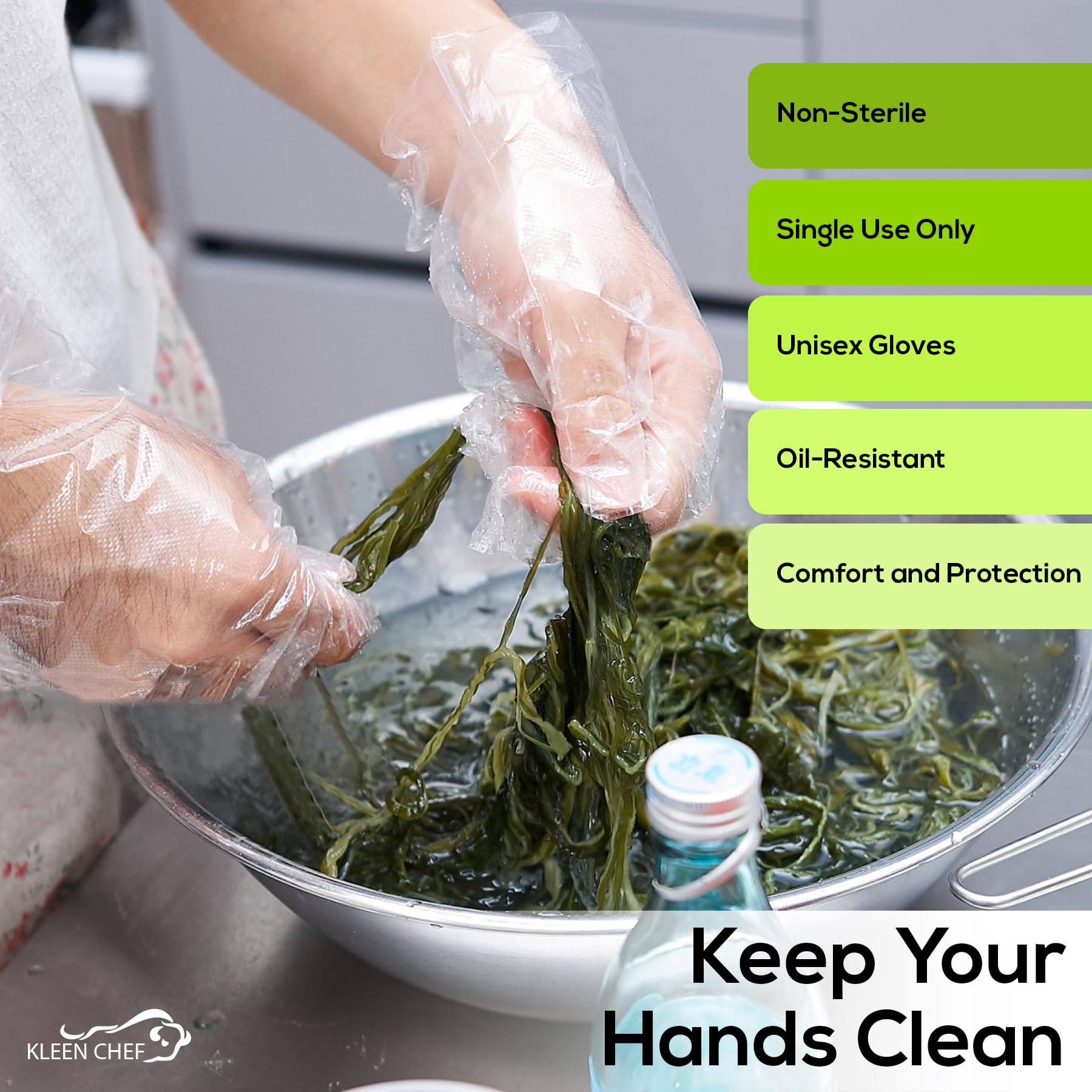KLEEN CHEF 1050 PCS Plastic Disposable Gloves Medium | Clear Disposable Gloves for Food Prep, Cooking, Cleaning, Food Handling
