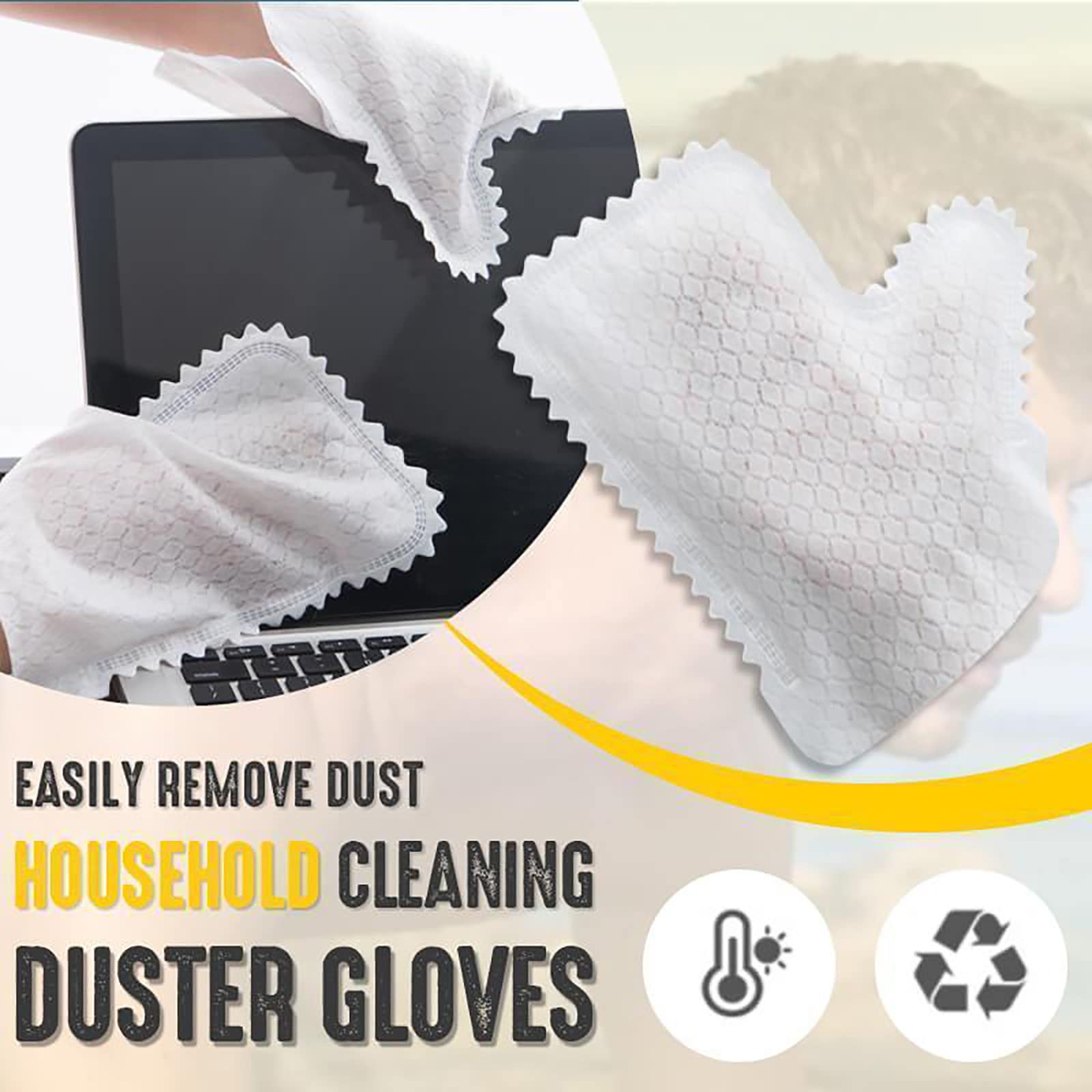 MagicXflow 10Pcs Multi-purpose Washable Dusting Gloves, Disposable Non-Woven Cloth Cleaning Dusty Removal Glove, Reusable Mitt (10pcs)