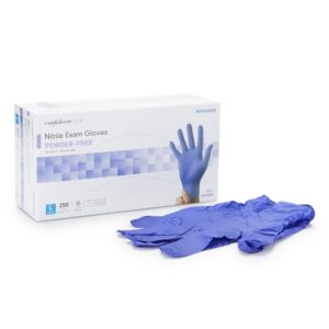 mckesson confiderm 3.0 nitrile exam gloves - powder-free, latex-free medical gloves, ambidextrous, disposable, non-sterile - dark blue, size large, 250 count, 1 box