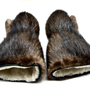 REAL BEAVER FUR MITTEN GLOVES (X-Large)