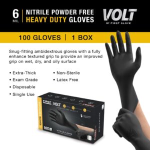 FIRST GLOVE Volt 2X-Large 900 Ct. 6 Mil Black Nitrile Disposable Gloves - Food Safe Disposable Gloves, Disposable Cleaning Gloves, Micro Textured Gloves for Enhanced Grip, Latex Free Gloves