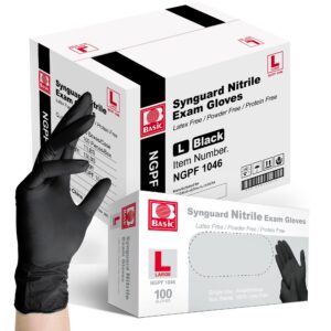 Basic Medical Black Nitrile Exam Gloves - Latex-Free & Powder-Free - NGPF 1046 (Case of 1,000), large & Medical Synmax Vinyl Exam Gloves - Latex-Free & Powder-Free - Large, BMPF-3003(Case of 1,000)