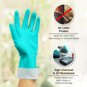 Nastah Latex & Nitrile Allergic Free Household Cleaning Gloves Bundle - Pink & Green Non-Slip Reusable Kitchen Dishwashing Gloves With Cotton Flock Liner (Total 6 Pairs, Size Medium)