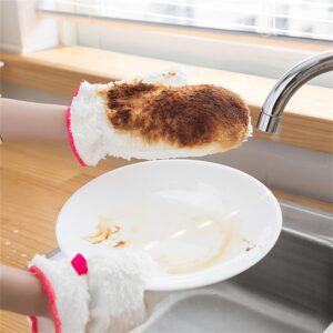 CCUUHJ 2 Pairs Microfiber Dusting Gloves Washable Reusable Cleaning Mittens Gloves Kitchen Dishwashing Glove for Women (2 pair)