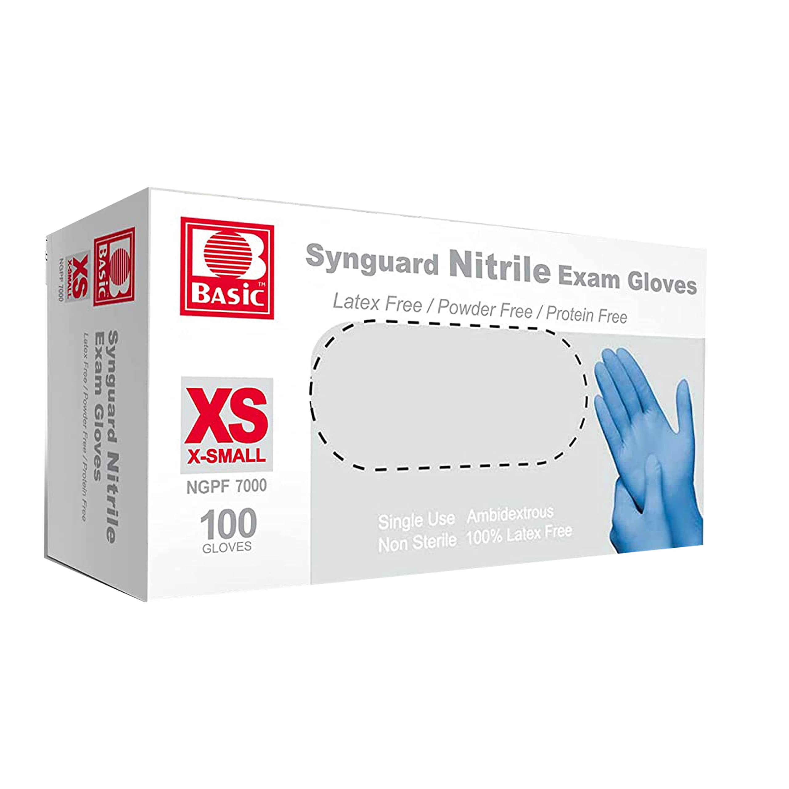 RHINMAX BASIC Blue Nitrile Exam Gloves - Latex-Free & Powder-Free (100, X-Small)