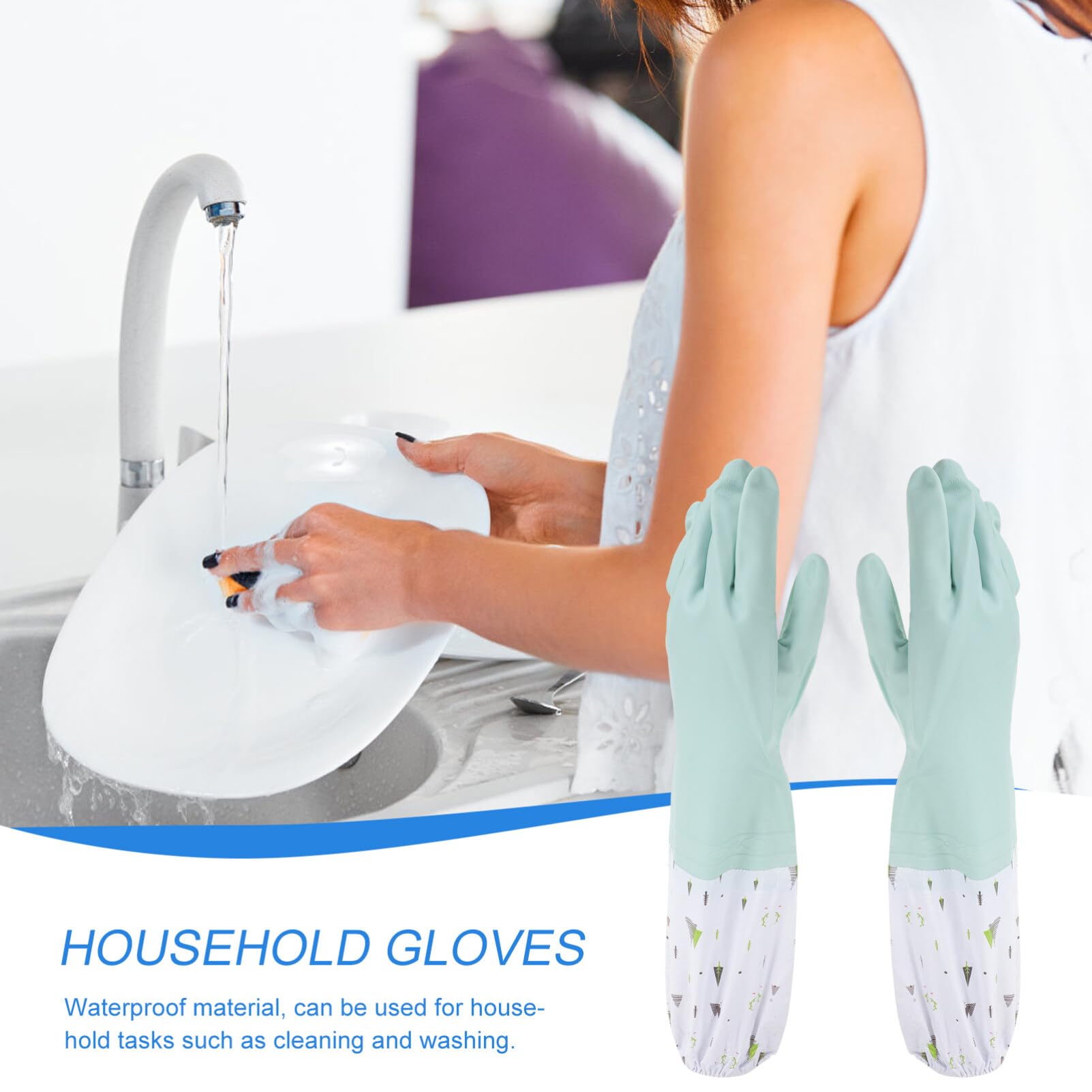 VILLCASE 2 Pairs gloves Kitchen Cleaning Supply Kitchen Accessory Dishwashing Supplies Dishwashing Glove Kitchen Glove waterproof brush large pvc