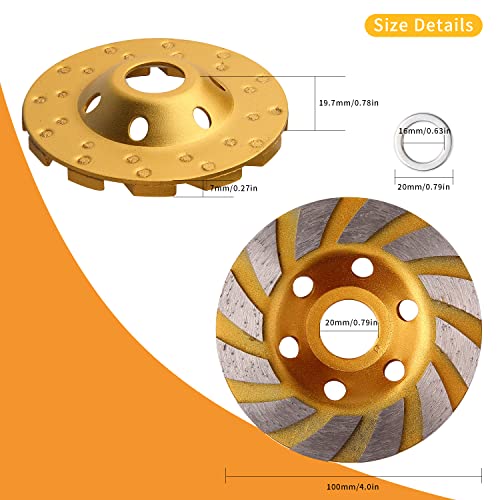 3pc-4 Inch Concrete Stone Ceramic Turbo Diamond Grinding Cup Wheel,12 Segs Heavy Duty Angle Grinder Wheels for Angle Grinder (3pcs)