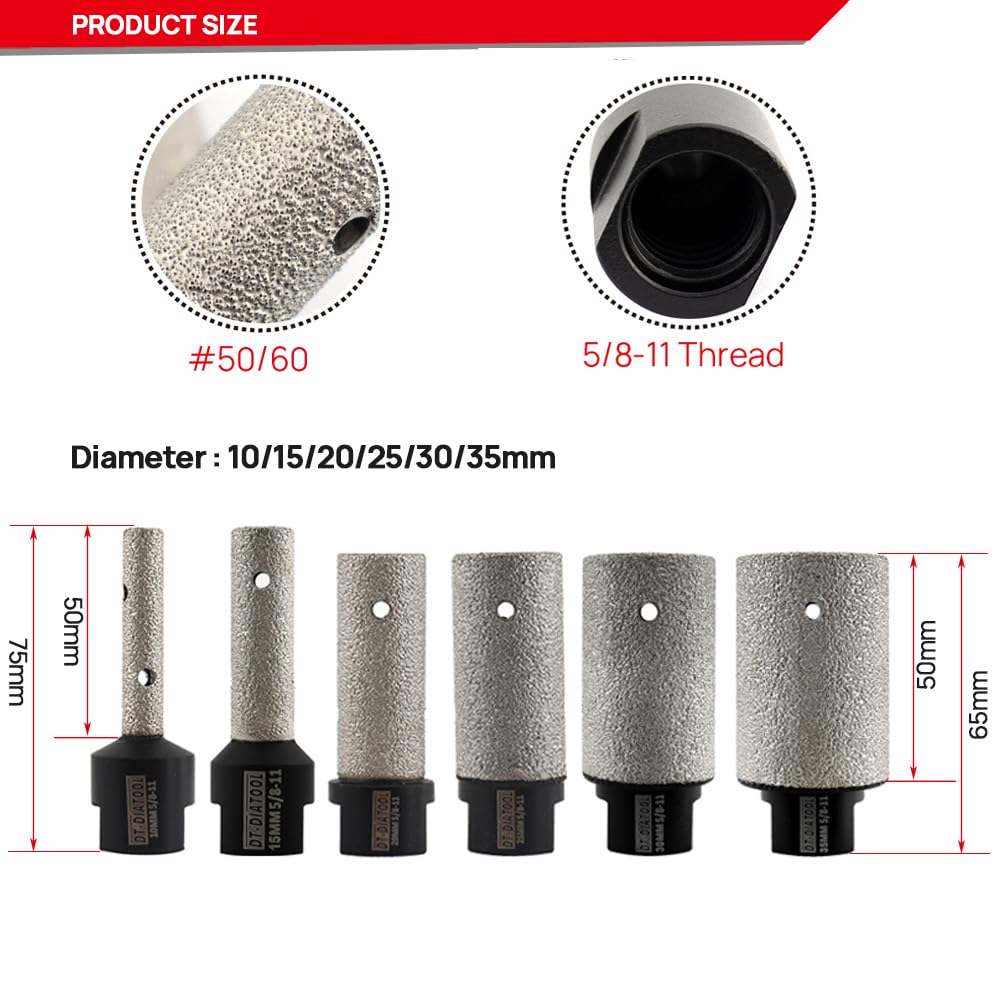 DT-DIATOOL Diamond Finger/Milling Bit Diameter 1"(25mm) for Enlarging or Repairing Holes of Porcelain Tile Hard Ceramic Marble Aretficial Stone