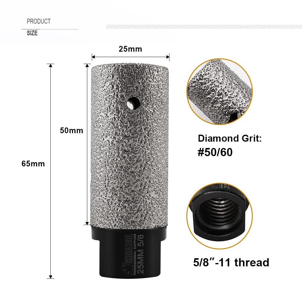 SHDIATOOL Diamond Finger Milling Bits of Enlarging and Shaping Round Bevel Existing Holes 1inch for Tile Porcelain 25mm Hard Ceramic Stone