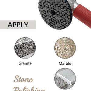 ComeFloor Dry Diamond Polishing Pads for Granite Marble Stone 4 Inch Set 7 Pieces Grinding Pads Plus a Alu Backer Pads