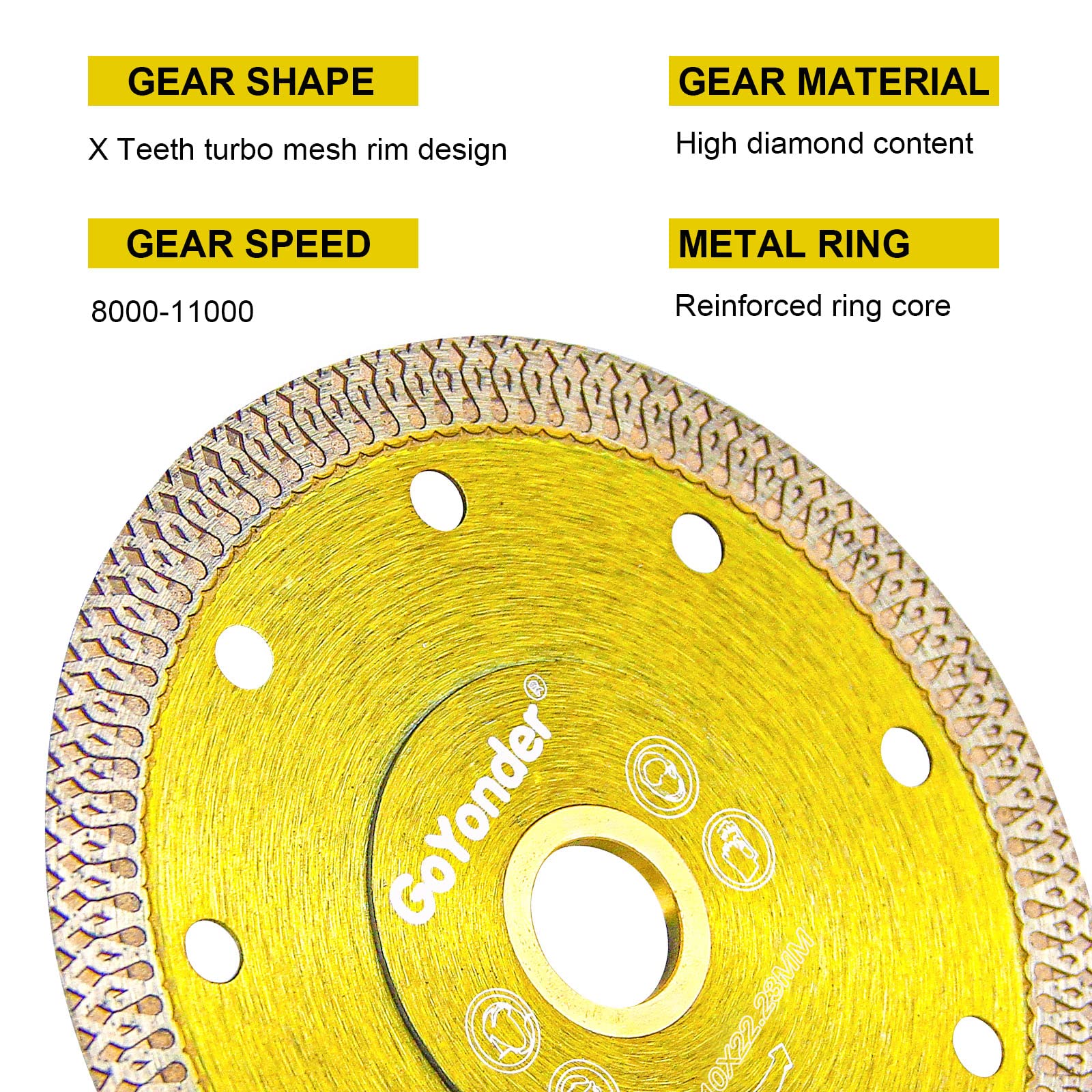 GoYonder 4 Inch Diamond Saw Blade,Super Thin Diamond Saw Blade for Cutting Ceramic Porcelain Tile Granite Marble Suitable for Angle Grinders with 7/8" or 5/8" Arbor 5 PCS