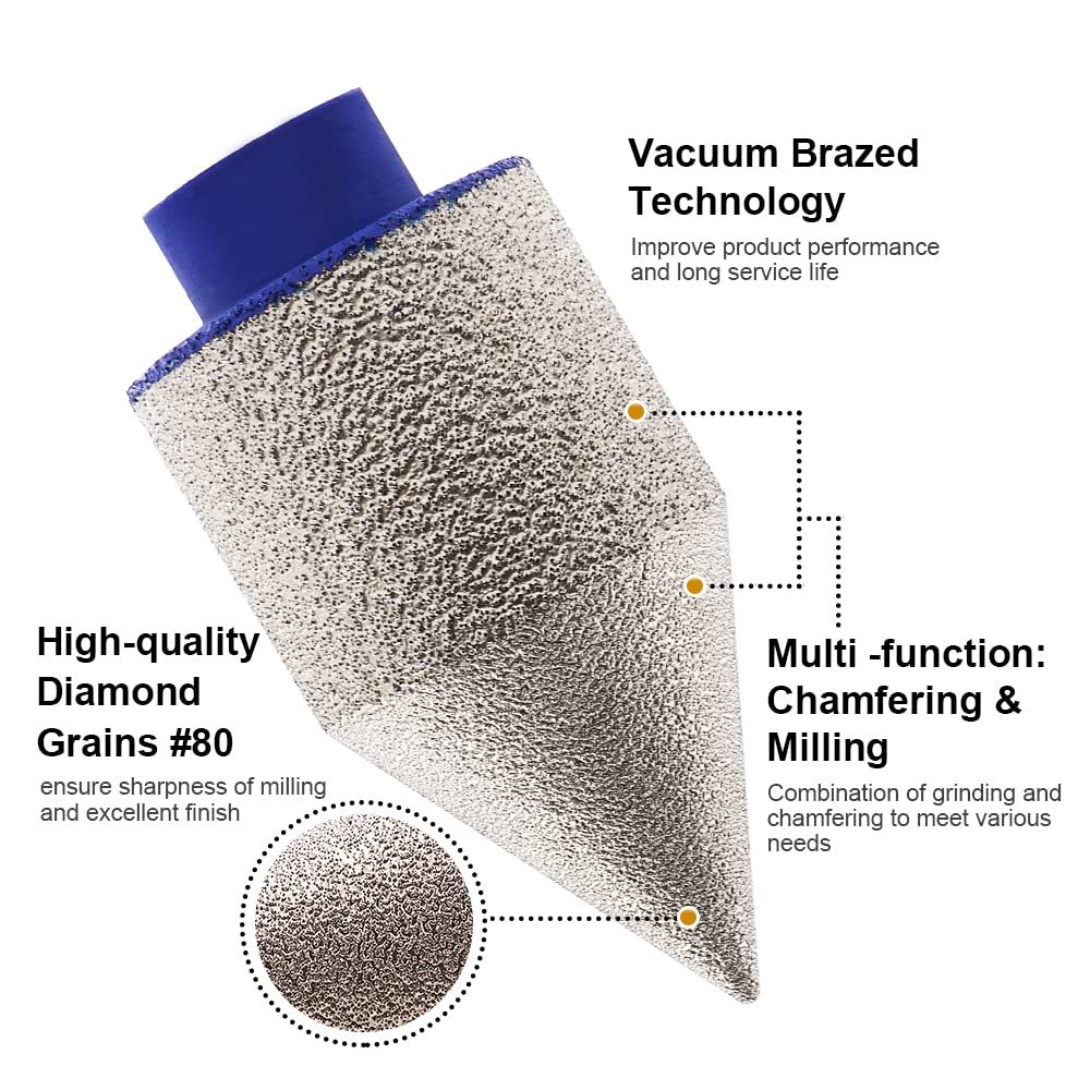 SHDIATOOL Diamond Beveling Chamfer Bits 4/5 - Inch for Enlarge Porcelain Tile Marble Ceramic Granite Milling Bits for Angle Grinder 20mm