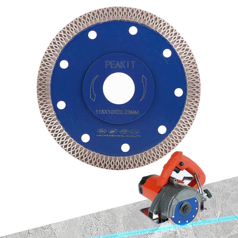 PEAKIT Dry Wet Tile Saw Blade 4 1/2 Inch Porcelain Diamond Blade Ceramic Cutting Disc Wheel for Angle grinder