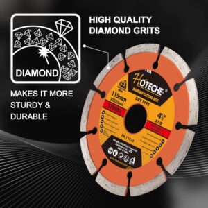 Hoteche 3Pcs Diamond Cutting Blades 4-1/2" Diamond Cutting Wheel for Angle Grinder Dry/Wet Cutting Blade for Brick, Masonry, Concrete, Tile and Ceramic