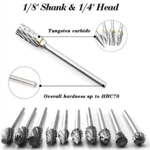 New 10 Pcs 1/8" Shank Tungsten Carbide Milling Cutter Rotary Tool Burr Double Diamond Cut Rotary Tools Electric Grinding ( Color : 1 Pack )