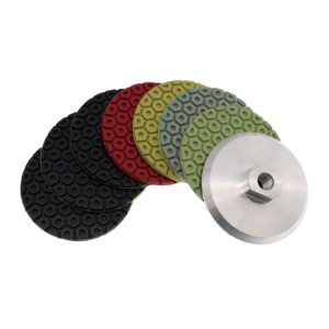 Polishing Pad 7 PCS Super 4 Inch Diamond Polishing Pads 100mm Flexible Wet Polishing Pad Granite Marble Concrete Floor Grinding Disc Polish Pad Kit (Color : Combon D, Size : Mix 7 Grits_7 PCS_4 INCH