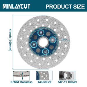 MINLAYCUT Diamond Cutting Grinding Discs - 4" Diamond Blade 100mm Double Side for Granite Marble Procelain Ceramic Tile Stone Concrete 5/8''-11 Thread