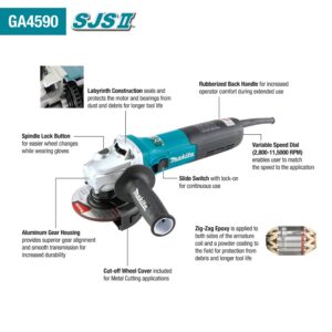 Makita GA4590 4-1/2" SJS™II High-Power Angle Grinder