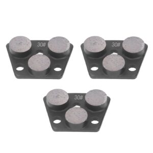 3Pcs Diamond Concrete Grinding Shoes, Row Cup Cutting 3 Cylinder Teeth Grinding Block Wheel, Coating Disc Shoe Black Grit 30,Ideal for Polishing and Cleaning Granite Marble Concrete Masonry