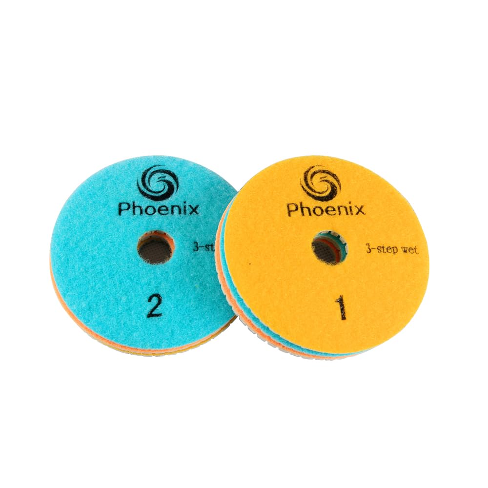 3 Step Diamond Polishing Pads 4 Inch, Stone Polishing Kit for Granite Stone Concrete Marble Quartz, Wet Polish Pad Kit for Drill Grinder Polisher, Wet Use Only - 3 Steps (#1, 2, 3) 1 Unit Each Step