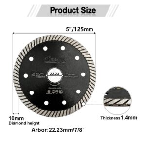 SHDIATOOL Diamond Turbo Saw Blade 5 - Inch Cutting Disc for Porcelain Ceramic Tile and 4-1/2 Inch Turbo Row Diamond Grinding Cup Wheel for Concrete
