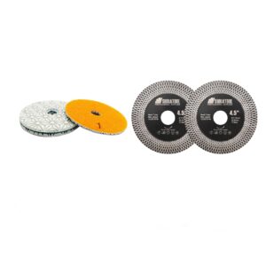 SHDIATOOL 4 Inch Diamond Wet Polishing Pads and Tile Diamond Saw Blade, Cutting Grinding Disc Wheel