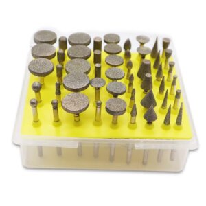 Ruibapa 50PCS Diamond Coated Rotary Grinding Head Grinding Burrs Set,1/8Inch Shank,For Carving and Polishing Ceramic Jewelry Glass Rotary Tools P-Q-008