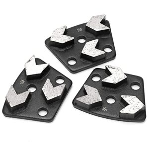 3Pcs Trapezoid Diamond Grinder Universal Concrete Grinding Shoes Cutting Tool Disk Set Durable 16# Black for Precision Cutting