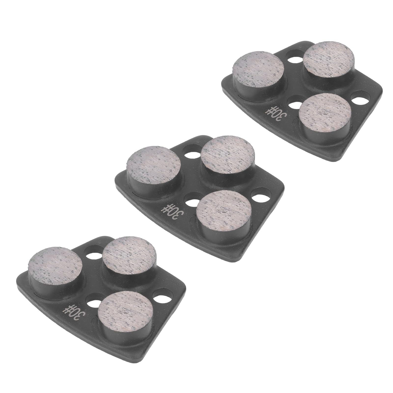 3Pcs Diamond Grinding Shoes Trapezoid Concrete Floor Cutting 3 Cylinder Teeth Grinder Coating Disc Shoe Black Grit 30 Metal and Resin Abrasive Construction Tool