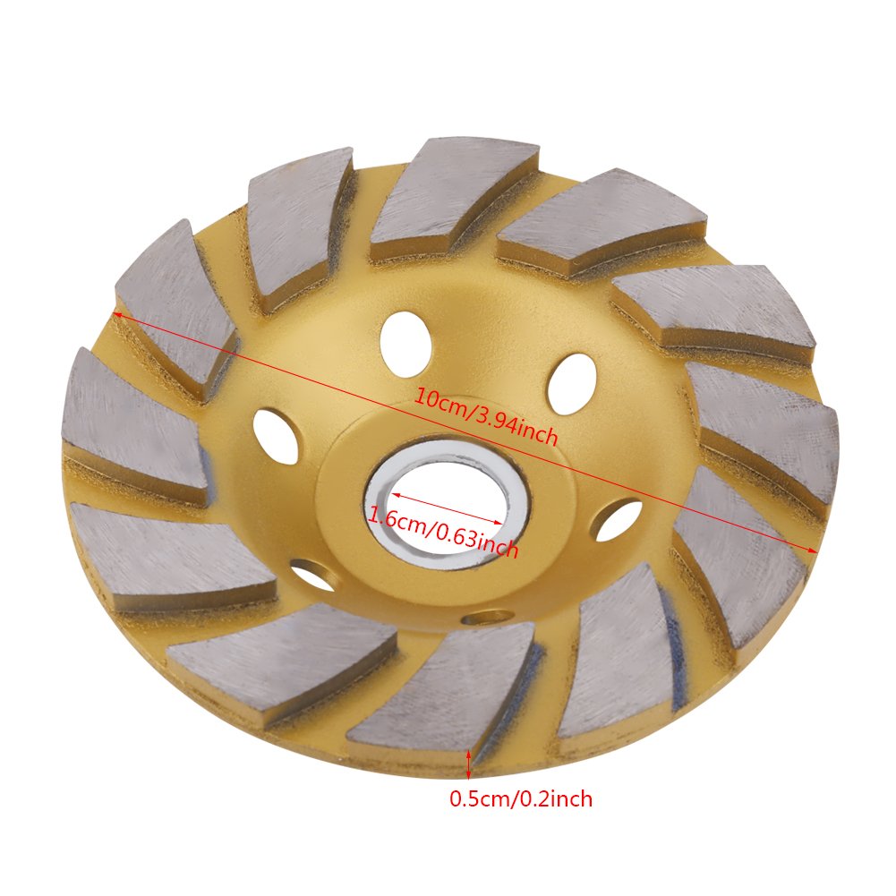 Diamond Grinding Disc, 10cm Diamond Segment Grinding Wheel Disc 6 Holes Stone Gold Bowl Shape Grinder Cup for Ceramics